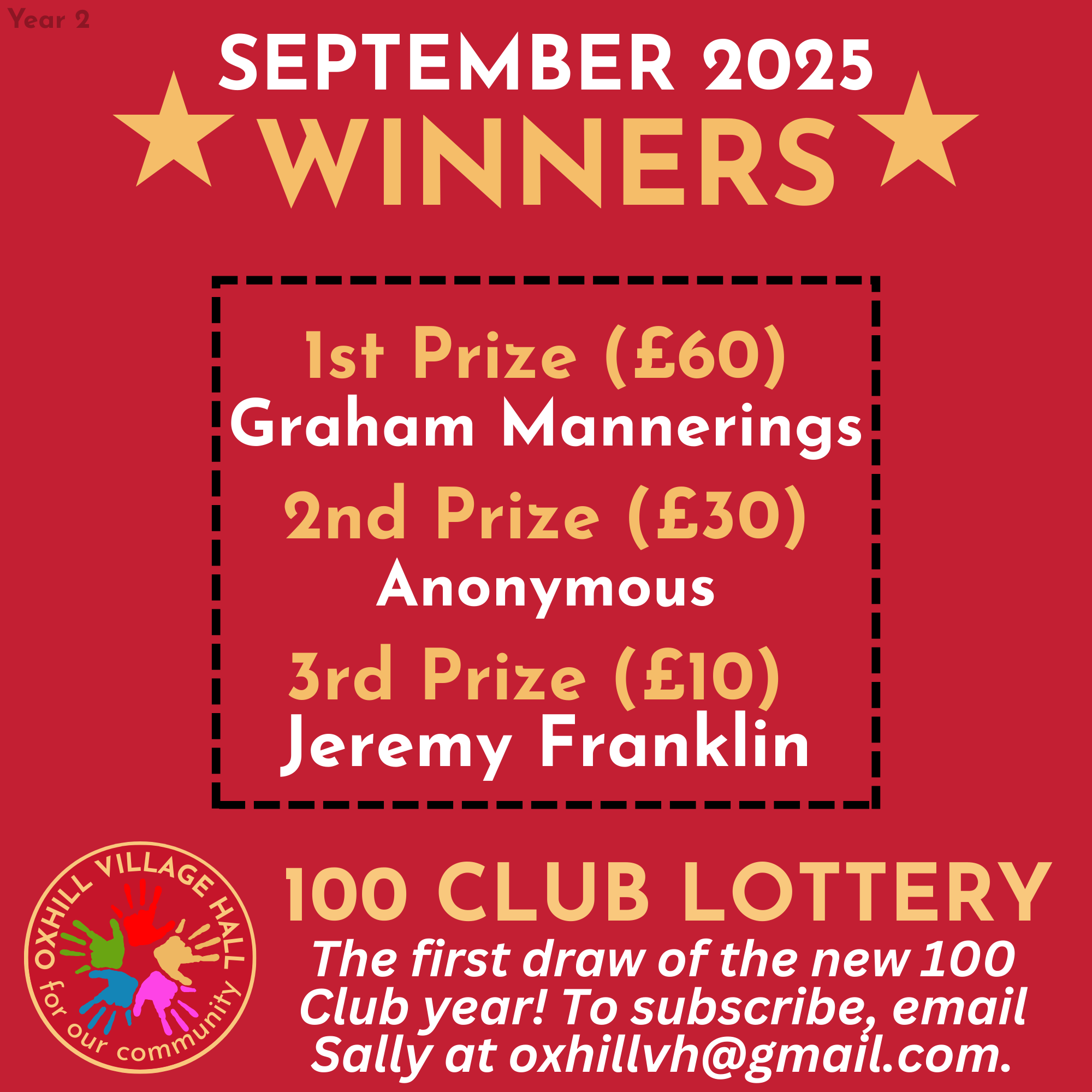 100 CLUB September 2025 winners